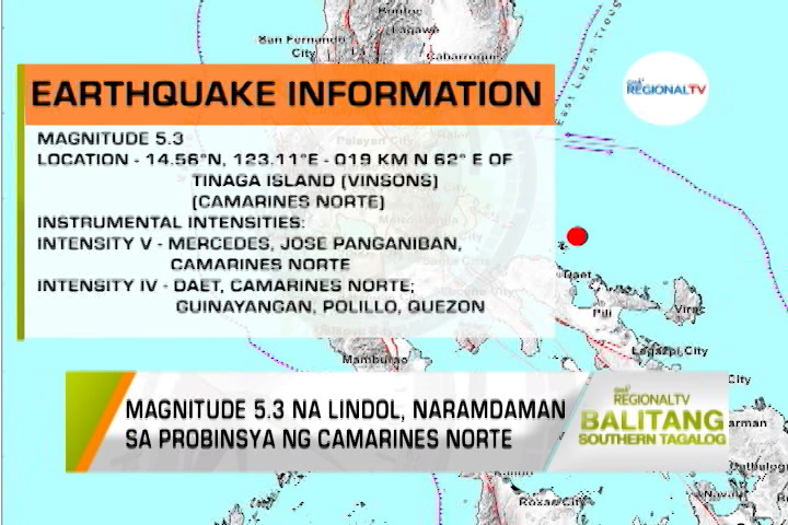 Balitang Southern Tagalog Lindol