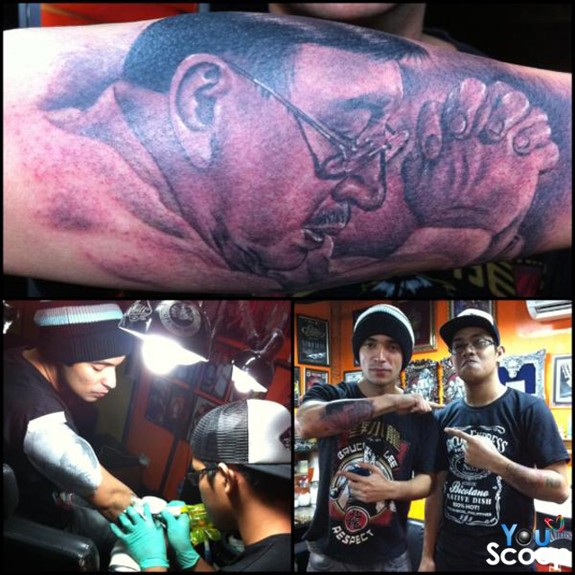 Boy2 Quizon gets a Dolphy tattoo (Jaime Tud)