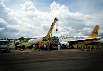 CebuPac planes nose mounted on truck, towing to follow 