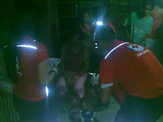 Red Cross personnel attend to survivors of ships collision