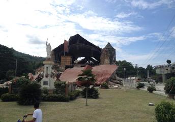 Historical Loboc Church in Bohol destroyed by magnitude-7.2 quake