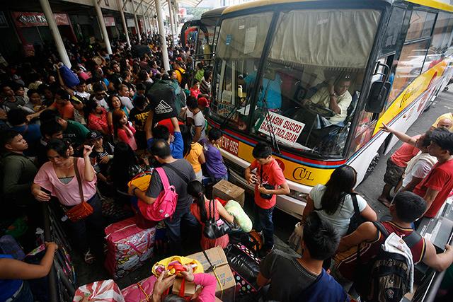 A Crowded Bus Station 