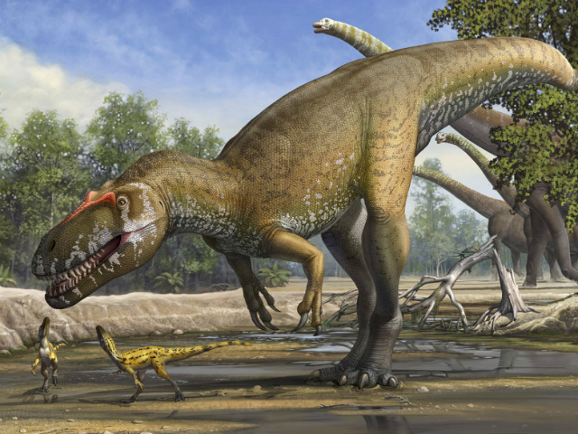 meat eating dinosaur with horns on head