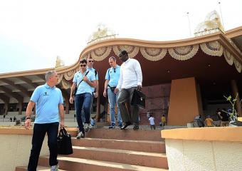 Popes Swiss Guards inspect Quirino Grandstand