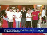 <b>Saksi:</b> 5 parylist solons walk out of SONA