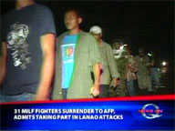   QTV:   31 MILF rebels yield to AFP, admit taking part in Lanao attacks