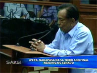   Saksi:   Jpepa passes third and final reading at Senate