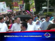   QTV:   Groups stage interfaith rally vs child pornography