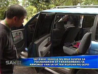 <b> Saksi: </b> Cops recover getaway vehicle in UP-Diliman heist