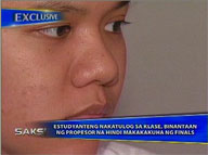 <b>Saksi:</b> Student barred from taking final exam for falling asleep