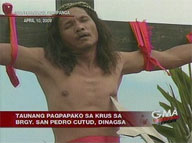 Faithful flock to reenactment of Jesus' crucifixion in Pampanga