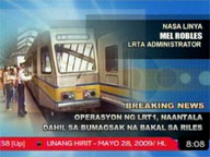 Huge metal on tracks disrupts operations of LRT 1