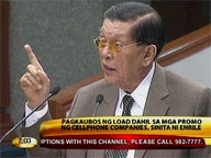 Enrile annoyed by unsolicited SMS promos