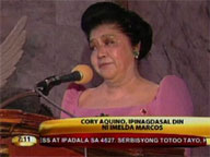 Imelda Marcos prays for Cory Aquino
