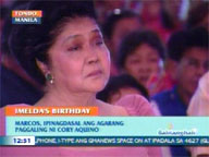 <b> QTV: </b> Imelda Marcos prays for Cory Aquino's quick recovery