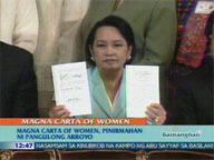 <b>QTV:</b> Arroyo signs Magna Carta of Women