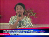 <b> QTV: </b> Pres. Arroyo orders evacuation, more police presence ahead of Santi