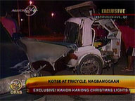 Car vs tricycle collision along Katipunan; driver flees
