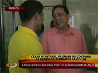 Cesar Montano files COC for governor of Bohol
