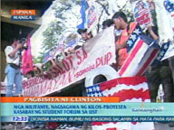  QTV:  Militants stage protest during Clinton talk at UST