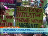  QTV:  Delisted party-list groups hold protest action in front of Comelec