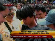 Noynoy, Mar visit Albay evacuees, distribute relief goods