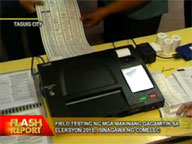 Comelec performs field testing for PCOS machines in Taguig City