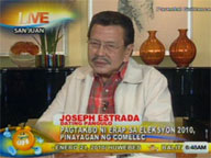 Interview with ex-President Estrada on Comelec�s go-signal on his May 2010 bid