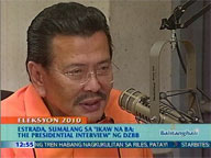 <b>QTV:</b> Estrada in the hot seat on DZBB's 'Ikaw Na Ba? The Presidential Interview'