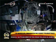 10-wheeler truck collides with tourist bus in Pampanga