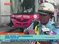 <b>QTV:</b> 9 hurt in road crash involving 4 buses in Makati City