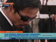 <b>QTV:</b> Team Pacquiao attends thanksgiving mass before Los Angeles flight