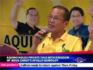 <b> QTV: </b> Aquino holds private talk with Kingdom of Jesus Christ's Apollo Quiboloy