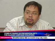 <b> QTV: </b> Comelec warns six presidential bets on alleged campaign violations