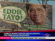 <b>QTV: </b>Comelec warns Gordon and Villanueva on their 'illegal billboards'