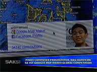   Saksi:   Young Pinoy computer programmer is champ in 1st Google mapmaker global competition