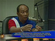 <b>Saksi: </b>VP bet Jay Sonza says he has Erap's charisma
