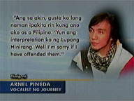 <b>Saksi: </b>Arnel Pineda says sorry to NHI on his National Anthem singing style during Pacquiao-Clottey bout