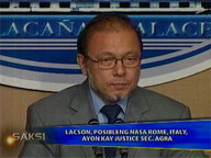 <b>Saksi: </b>DOJ Sec. Agra: Lacson may be in Rome, Italy