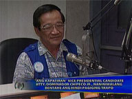 <b>Saksi: </b> Ang Kapatiran VP bet Dominador Chipeco Jr. sees edge in not being 'trapo'