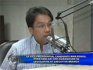 <b> Saksi: </b> LP vice presidential bet Mar Roxas lines up his legislative, executive record