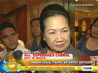 DOH Sec. Esperanza Cabral discusses the issues on condoms