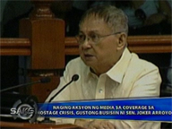  Saksi:  Sen. Arroyo: Probe must look into media coverage of hostage crisis