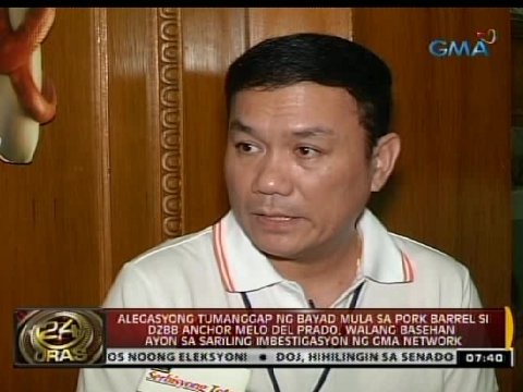 Alegasyong tumanggap <b>ng bayad</b> mula sa pork barrel si Melo Del Prado, ... - 24Oras_052114_19