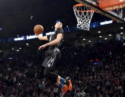 Minnesota Timberwolves guard Zach LaVine competes during the dunk