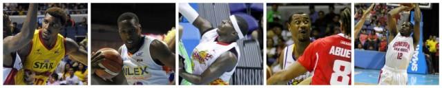 STATISTICAL LEADERS (from left) Ricardo Ratliffe (52.63), Al Thornton (52.58), Shawn Taggart (49.2), David Simon (48.1) and Othyus Jeffers (46.6) Photos by KC Cruz, GMA News