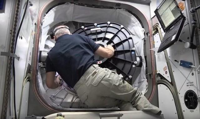 Astronauts Enter Inflatable Room At Space Station