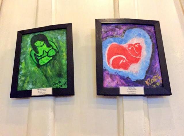 The painting on the left is inspired by celebrity mom Chariz Solomon. Photo by BIANCA ROSE DABU, GMA News