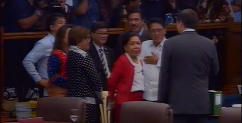 De Lima Aguirre Meet Face To Face At Senate Floor News Gma