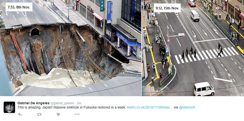 Japan Workers Fix Massive Sinkhole In Just A Week GMA News Online
